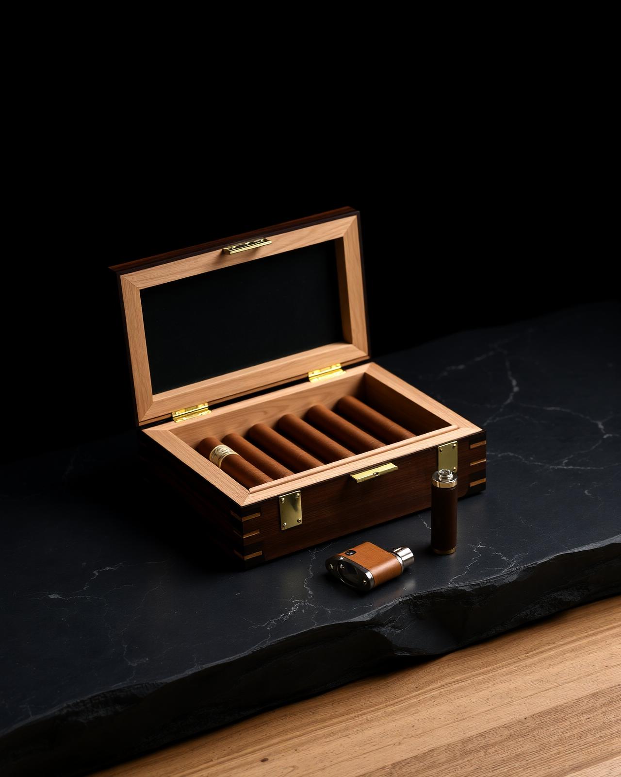 Humidor och cigarrtillbehör från cigarraffär i Blekinge
